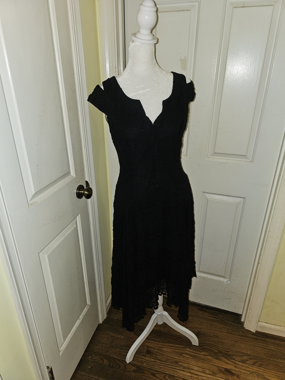 Rabbit Rabbit Rabbit Black V-Neck Cap Sleeve High-Low Dress